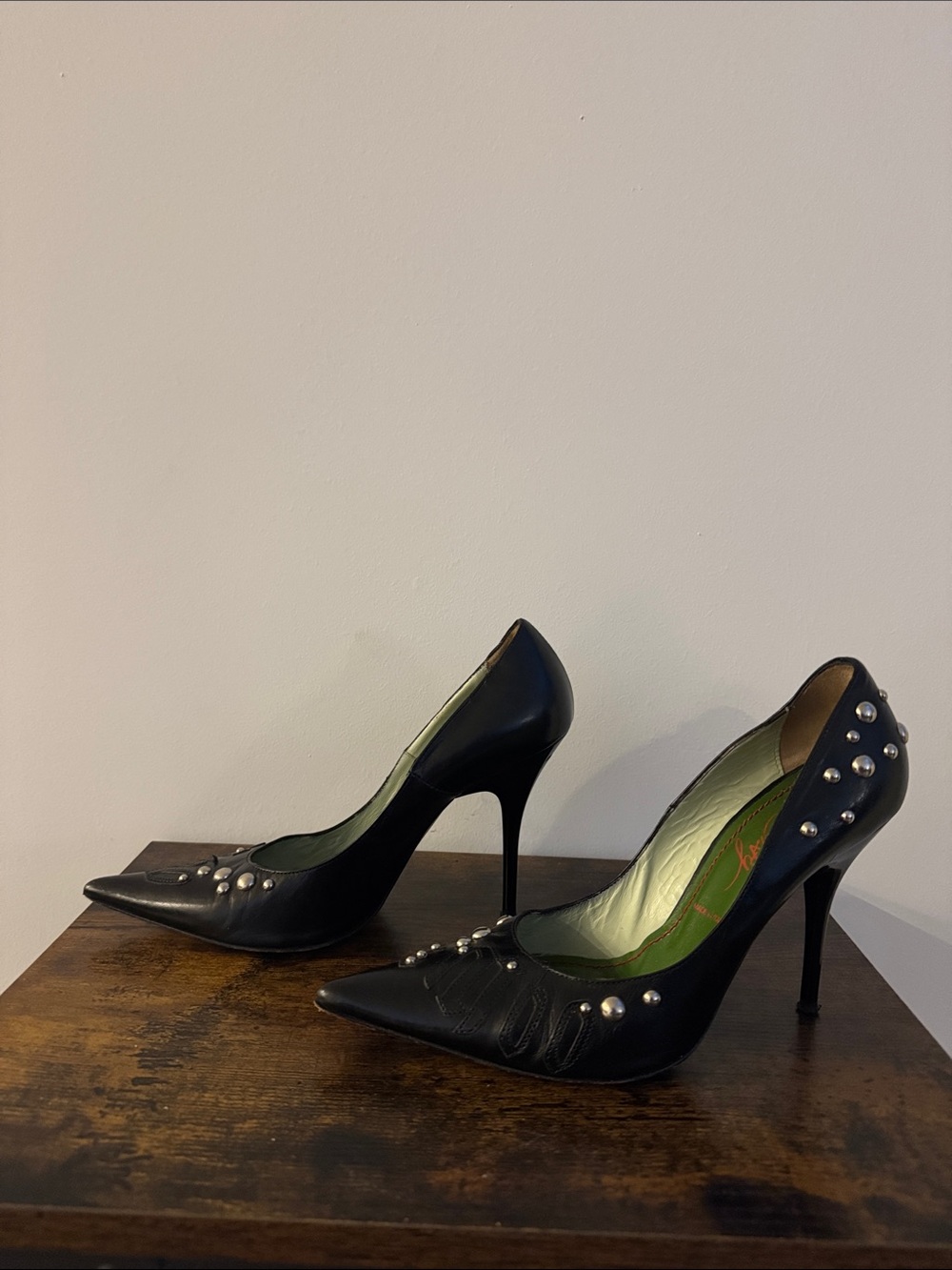 Miss Sixty Black Pointed Toe Studded Pumps - Picture 3 of 6